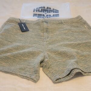 Homme + Femme Jaquard Denim Shorts Green Size *New With Tags